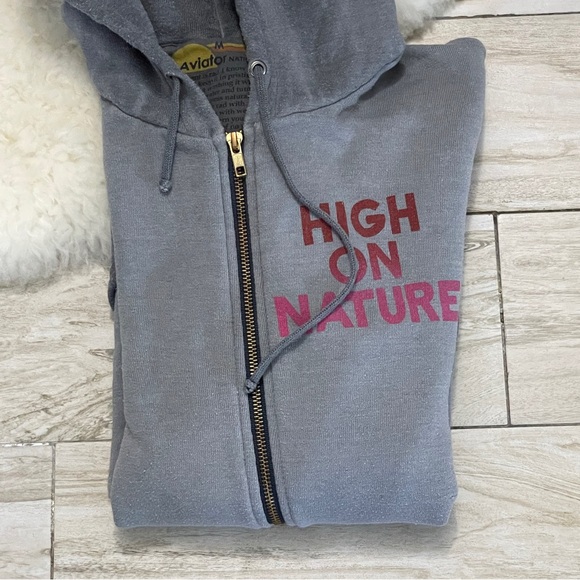 Vintage & Rare Spirtual Gangster “High on Nature” grey & rainbow Hoodie - sz M - Picture 4 of 14